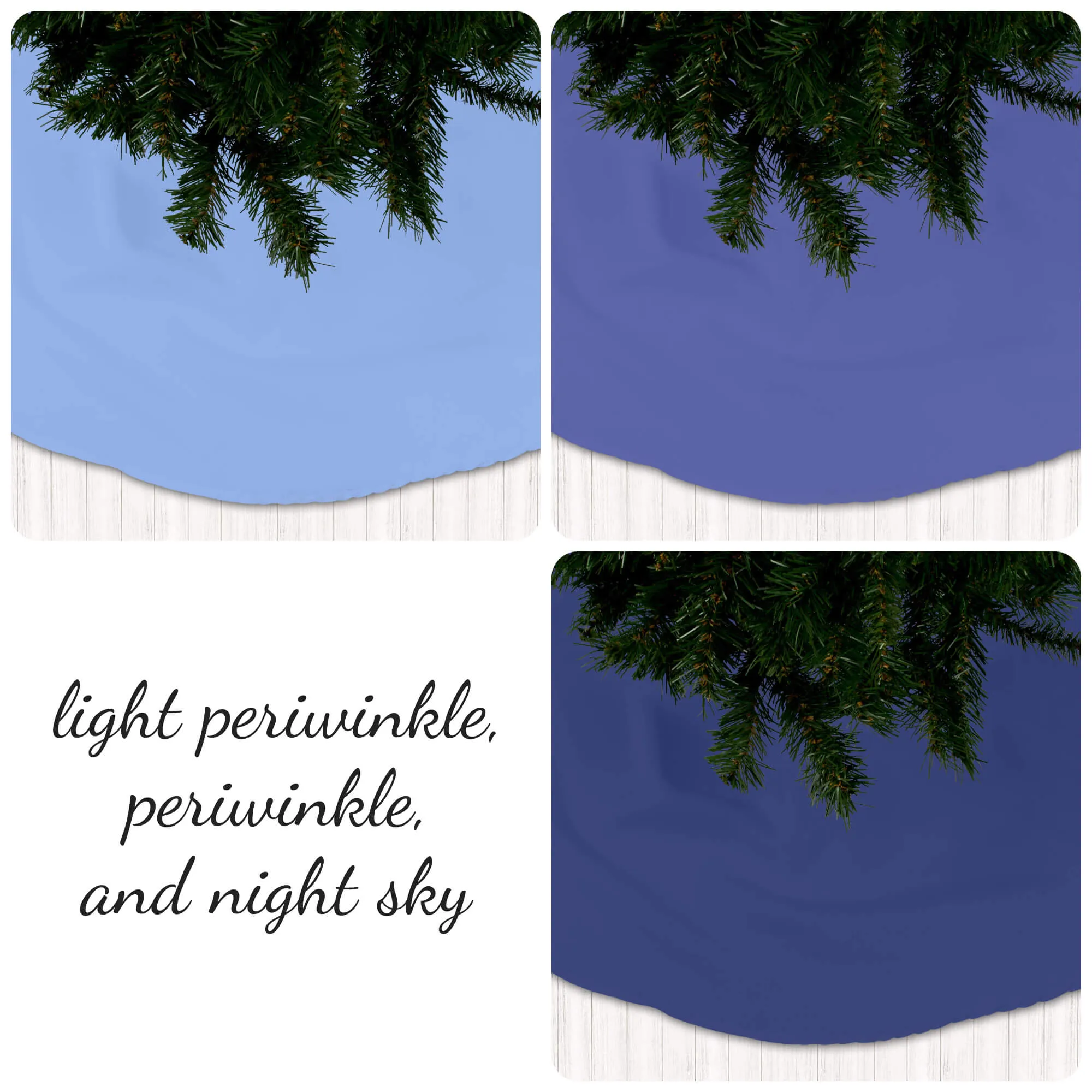Periwinkle and Night Sky Blue Holiday Christmas Tree Skirts
