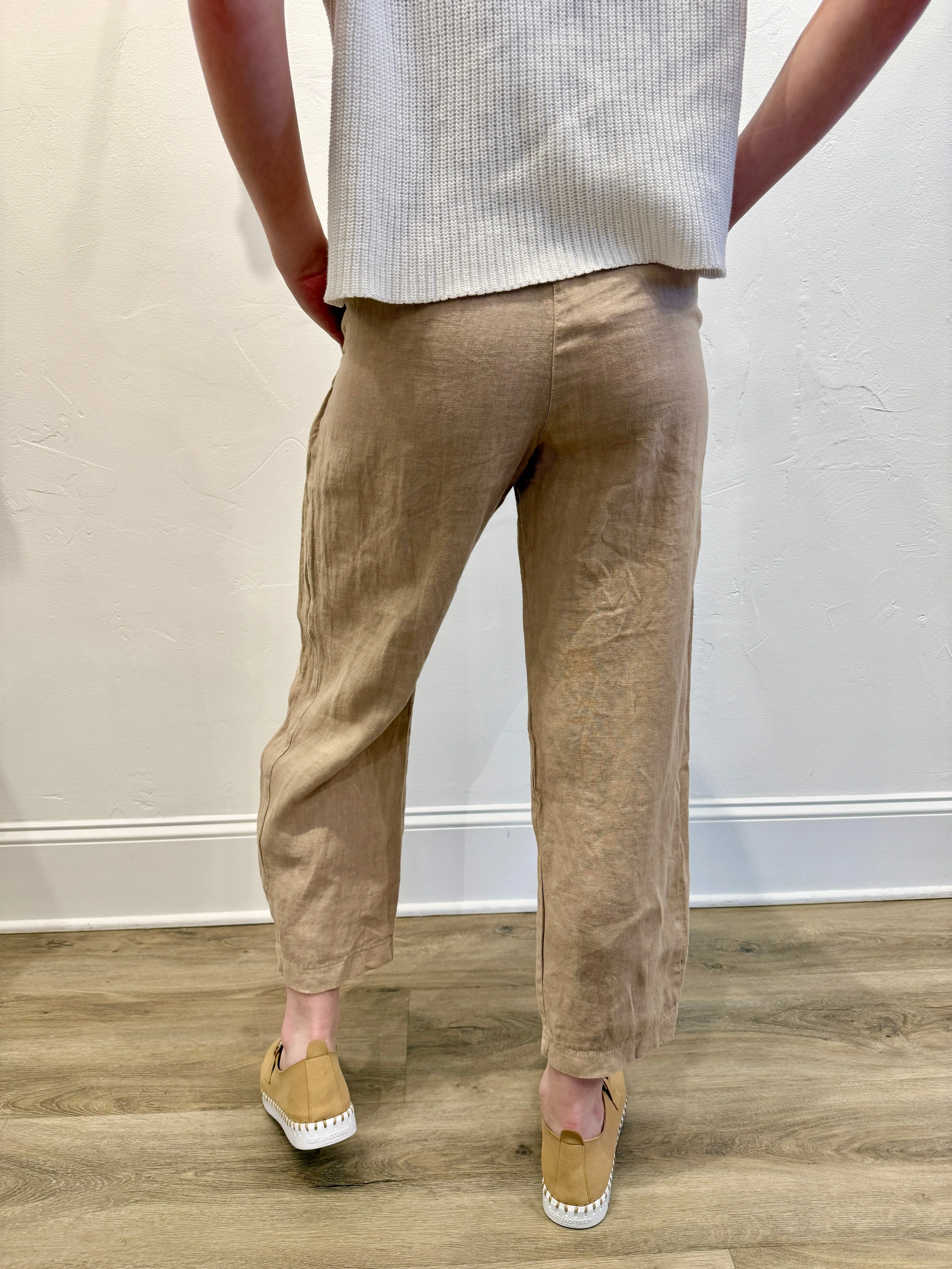 Pleated Linen Pants by Milio Milano in Earth Beige