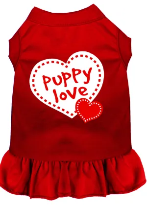 Puppy Love Screen Print Dress Red Xxl