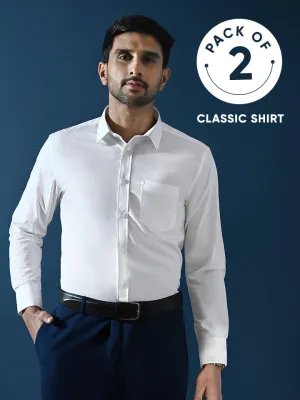Regular Fit White Shirt - Pristine (Pack of 2)