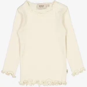Rib T-Shirt Lace LS | Baby - eggshell