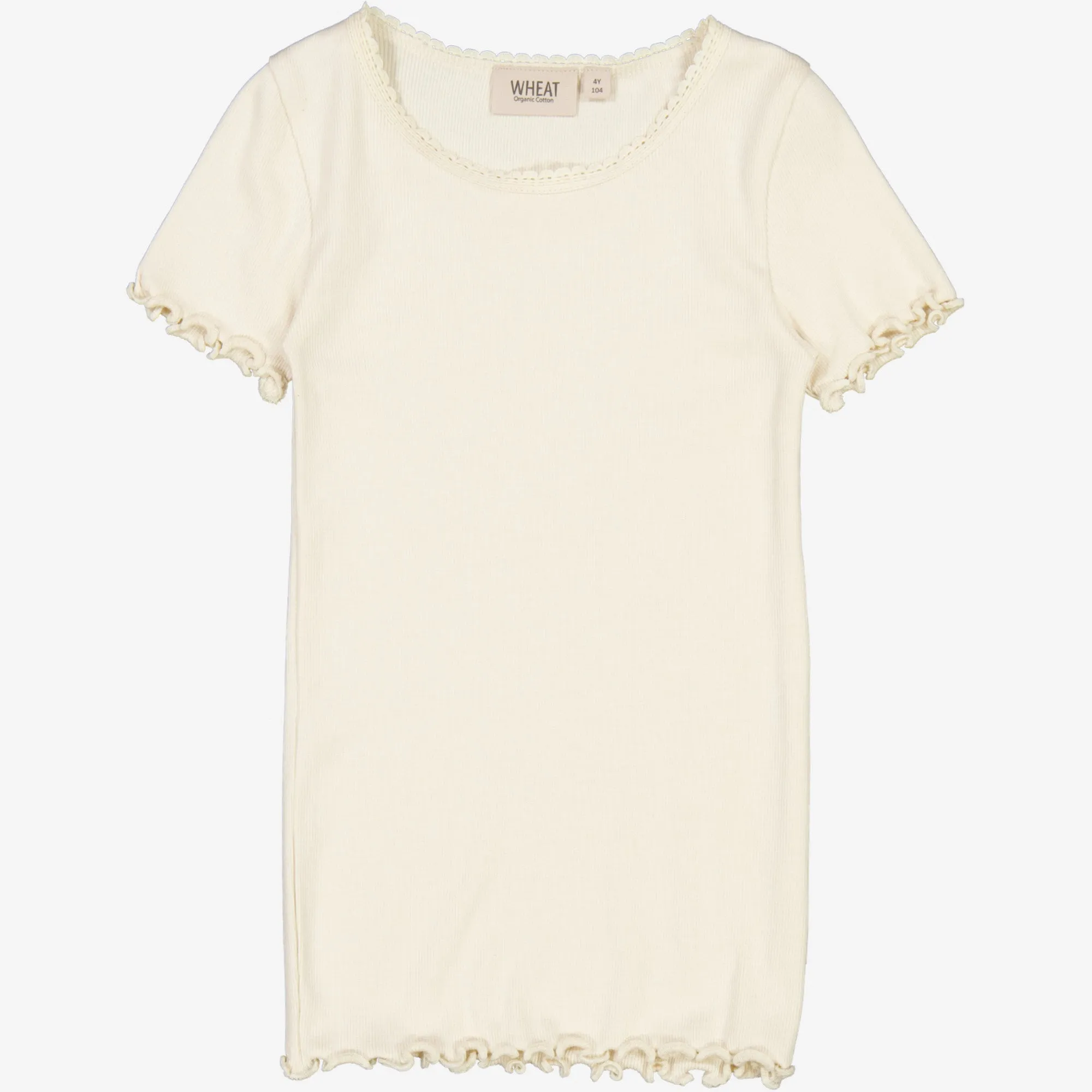 Rib T-Shirt Lace SS - eggshell