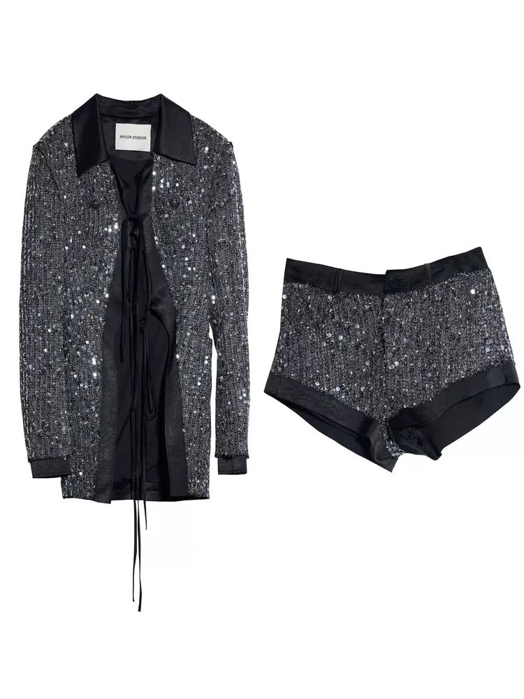 Sequins Sparkly Elegant Nichi Gorgeous Jacket＆Short-Pants