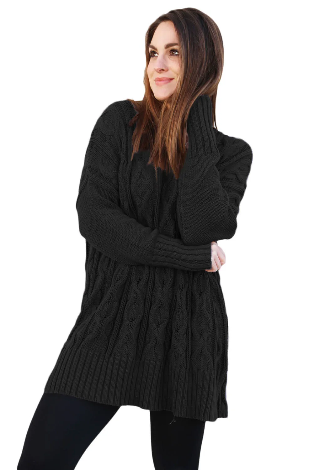 Sexy Black Oversized Cozy up Knit Sweater
