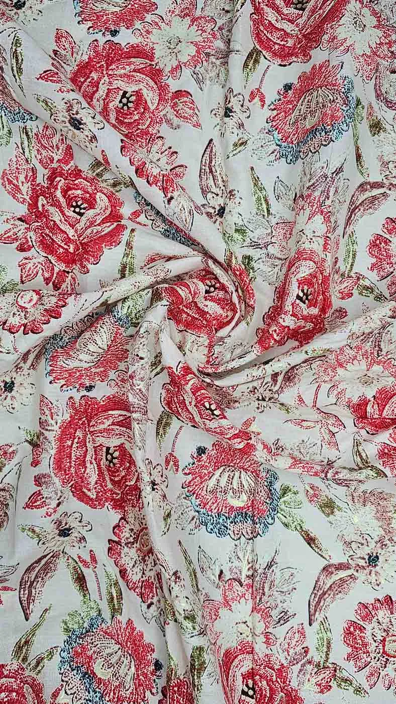 Stunning red and white floral fabric