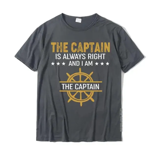 The Captain Is Always Right - Men's Funny Cotton T-Shirt | Custom Family Matching Outfits