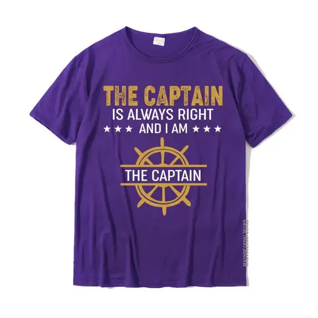 The Captain Is Always Right - Men's Funny Cotton T-Shirt | Custom Family Matching Outfits