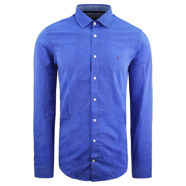 Tommy Hilfiger Darren Slim Fit Striped Shirt Blue Mens