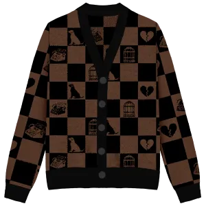Tortured Poets Checkered Knit Cardigan
