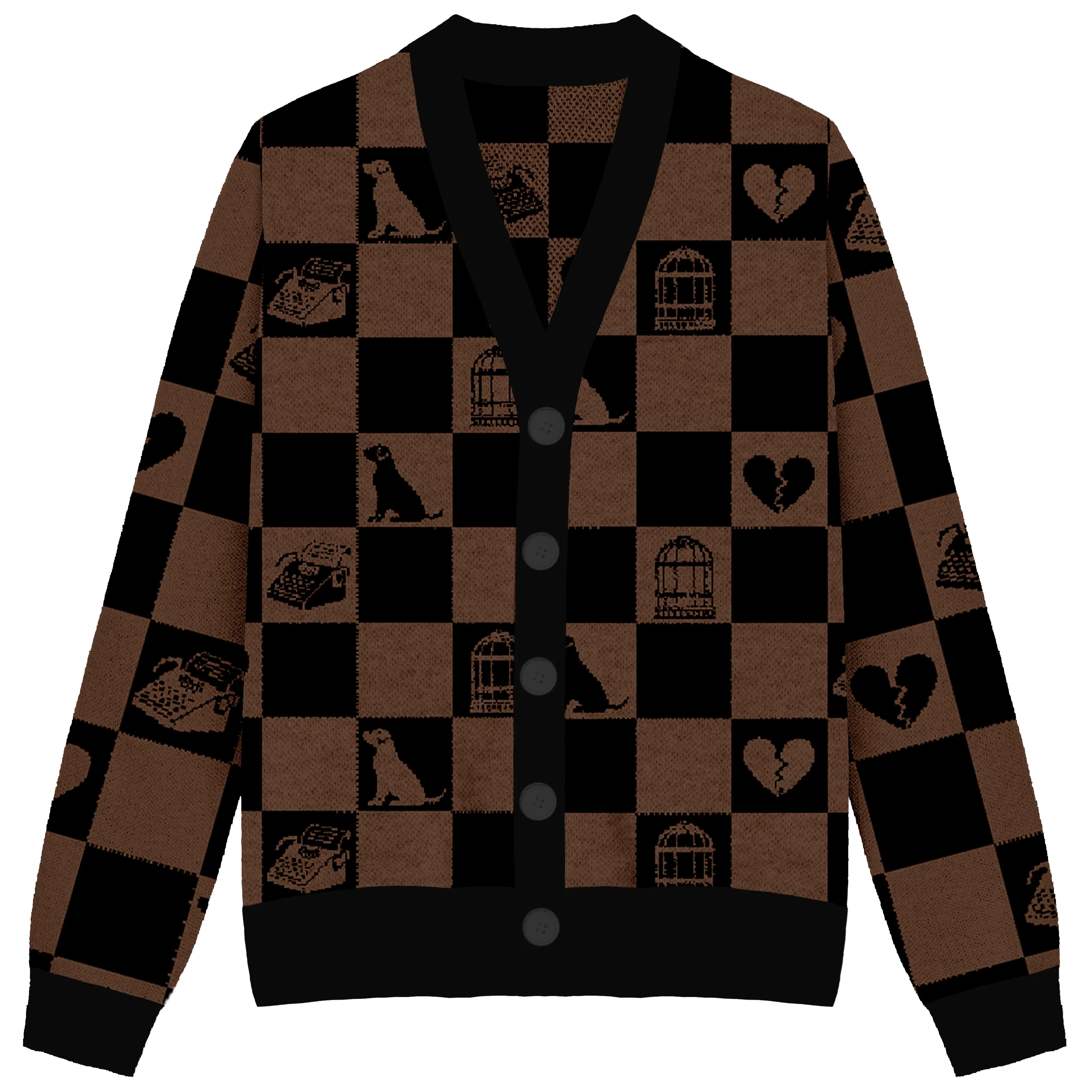 Tortured Poets Checkered Knit Cardigan