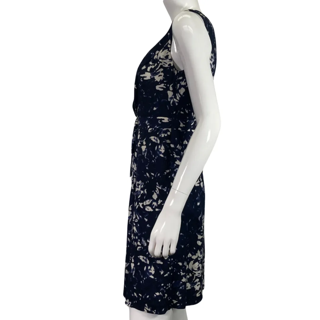 Tory Burch White Floral on Navy-blue Dress