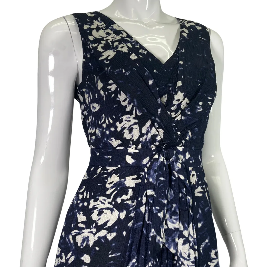 Tory Burch White Floral on Navy-blue Dress