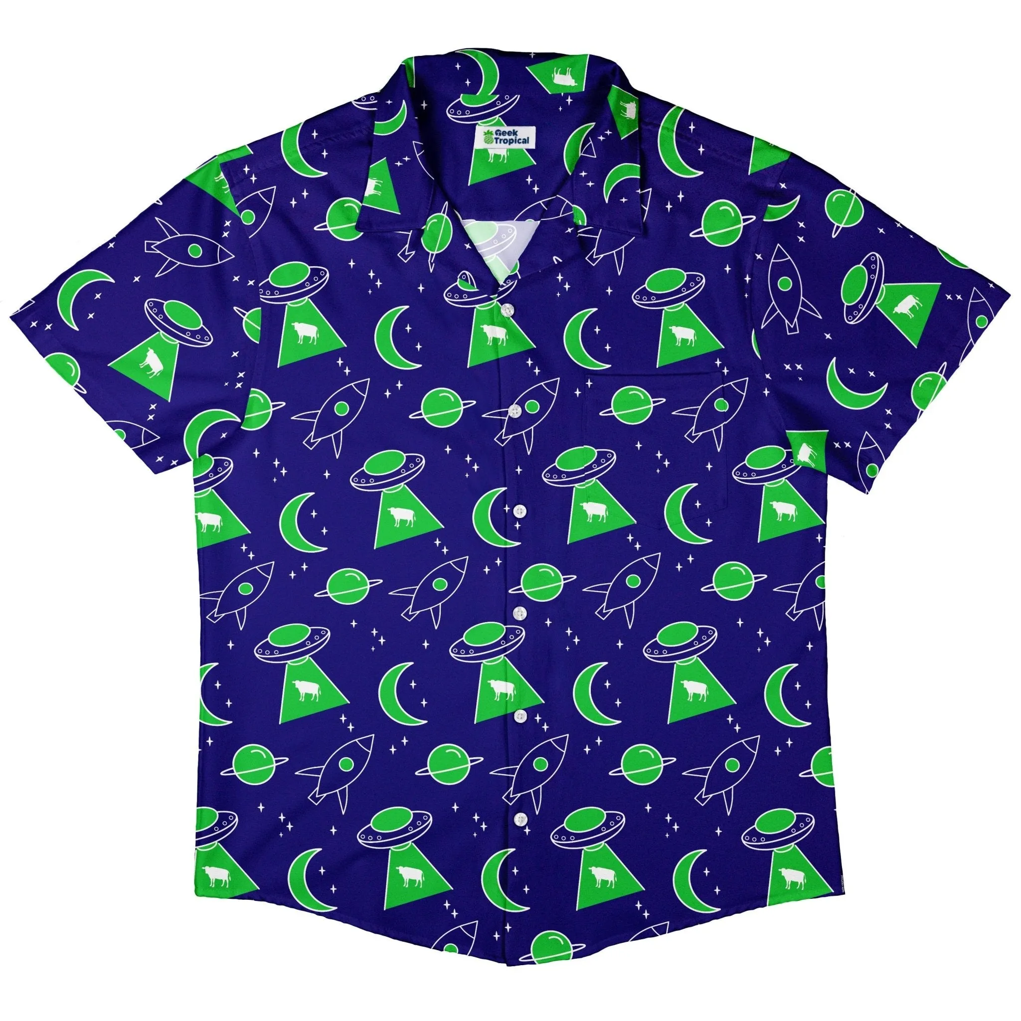 UFO Cow Abduction Button Up Shirt