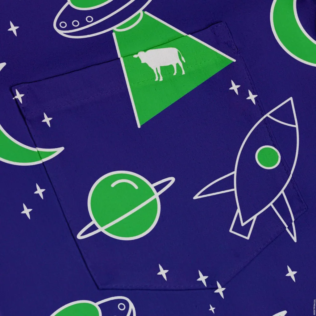 UFO Cow Abduction Button Up Shirt