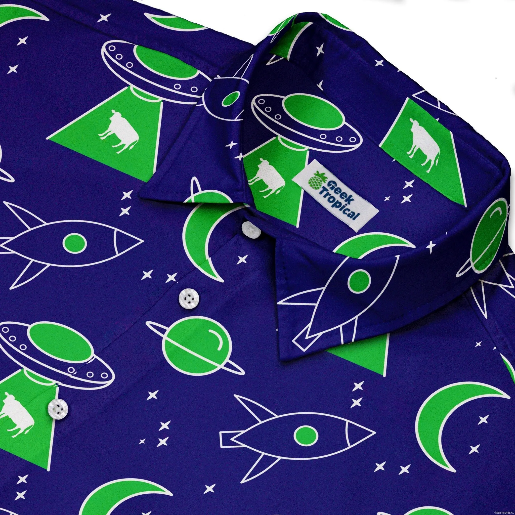 UFO Cow Abduction Button Up Shirt