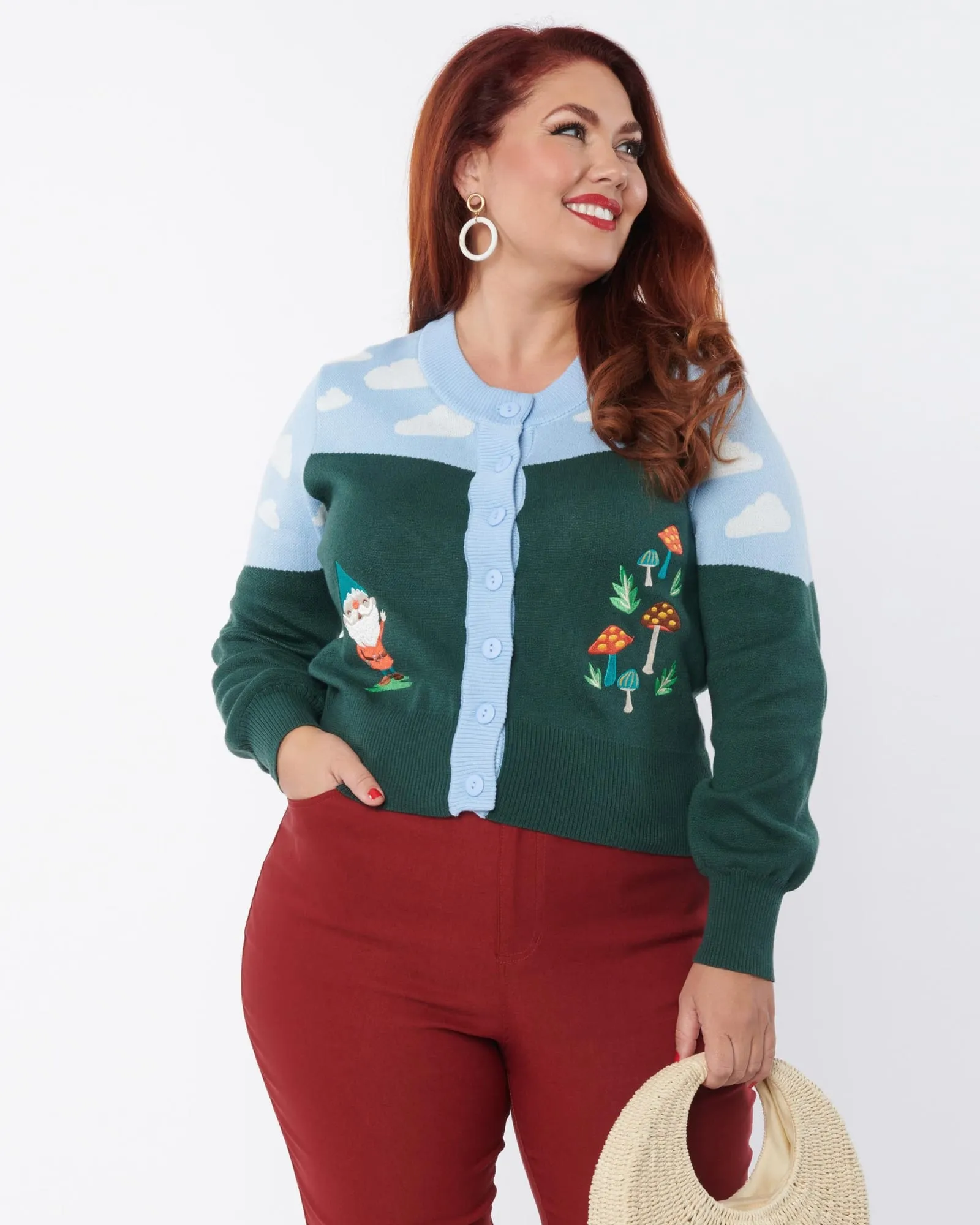 Unique Vintage Plus Size Gnome In The Sky Cardigan | Gnome In The Sky