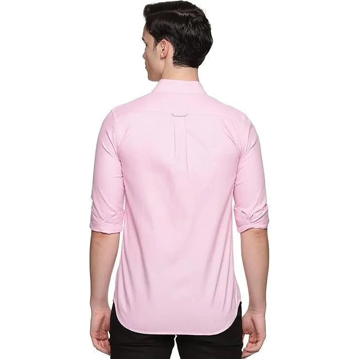U.S. ELK Boys' and Men's Long Sleeve Button Down Dress Shirts-Pink