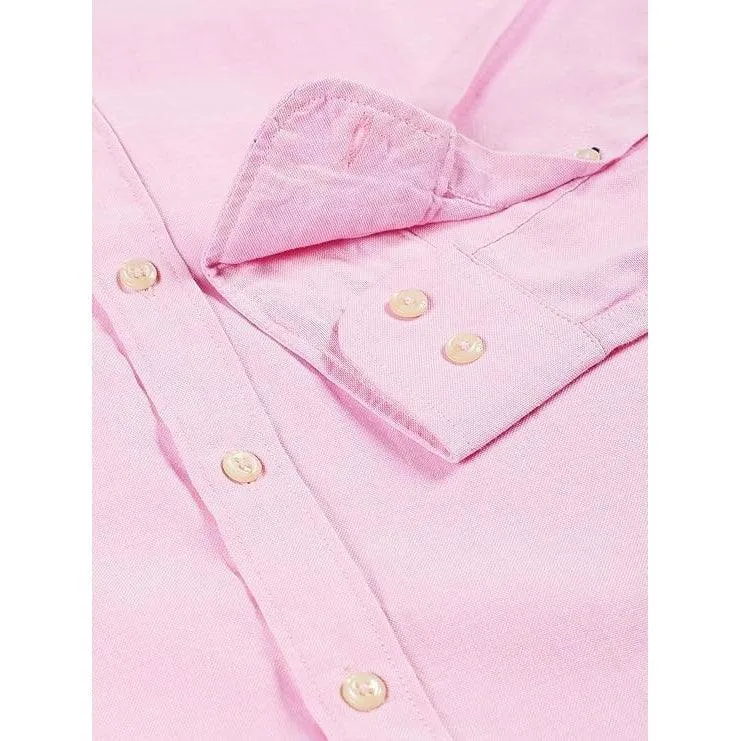 U.S. ELK Boys' and Men's Long Sleeve Button Down Dress Shirts-Pink