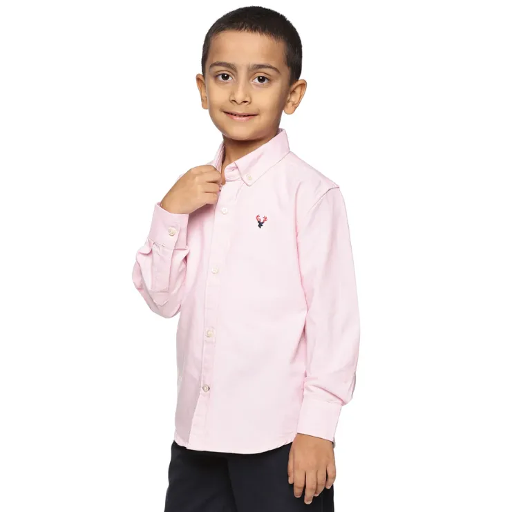 U.S. ELK Boys' and Men's Long Sleeve Button Down Dress Shirts-Pink