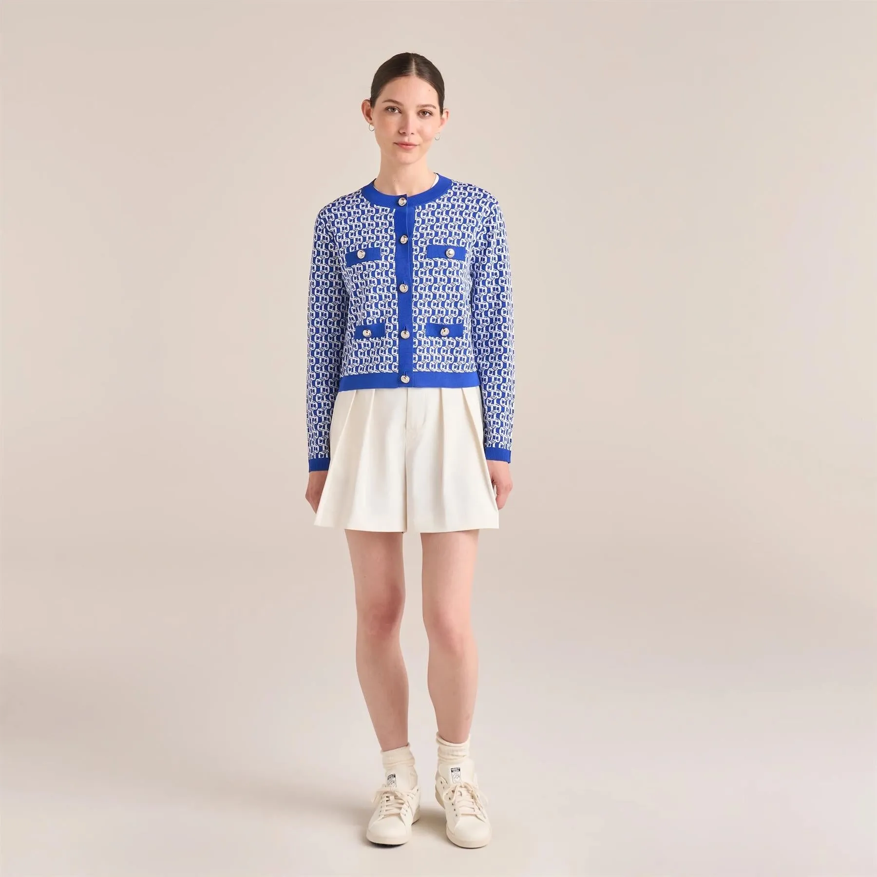 Womens Amelia Knit Cardigan Marazine Blue/Snow White - 2025