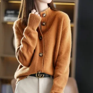 Women’s Mock Neck Button-Up Cardigan