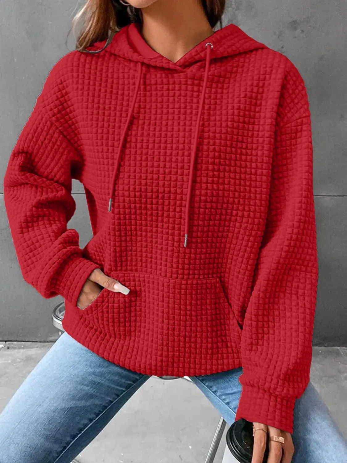 Womens Oversized Hoodies Casual Long Sleeve Drawstring Hooded Sweatshirts Loose Fit Pullover Tops with Pocket