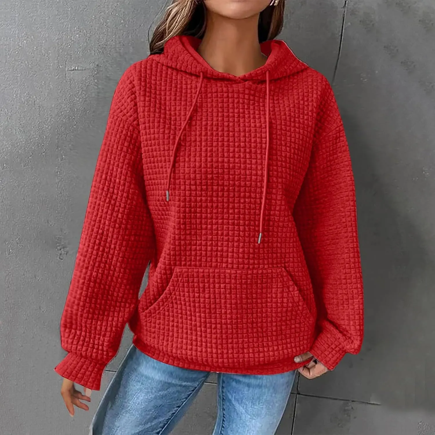 Womens Oversized Hoodies Casual Long Sleeve Drawstring Hooded Sweatshirts Loose Fit Pullover Tops with Pocket