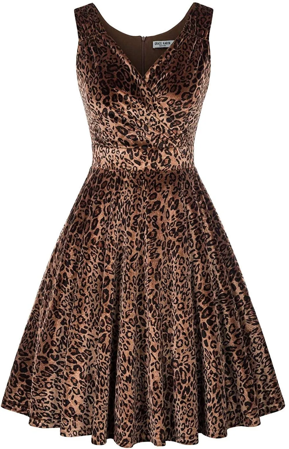 Womens Sleeveless V-Neck Vintage Summer Dress