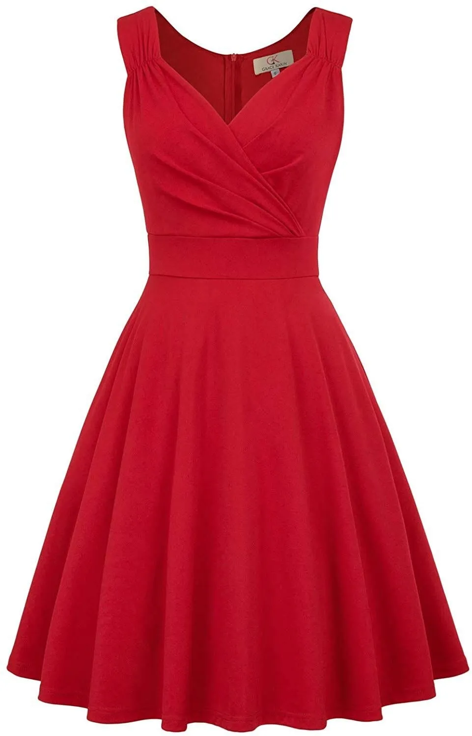 Womens Sleeveless V-Neck Vintage Summer Dress