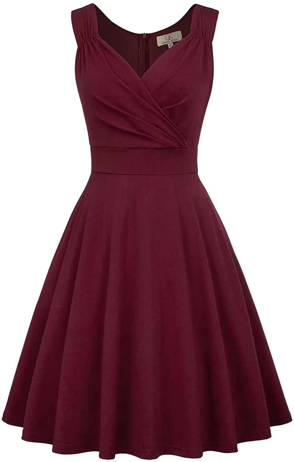 Womens Sleeveless V-Neck Vintage Summer Dress