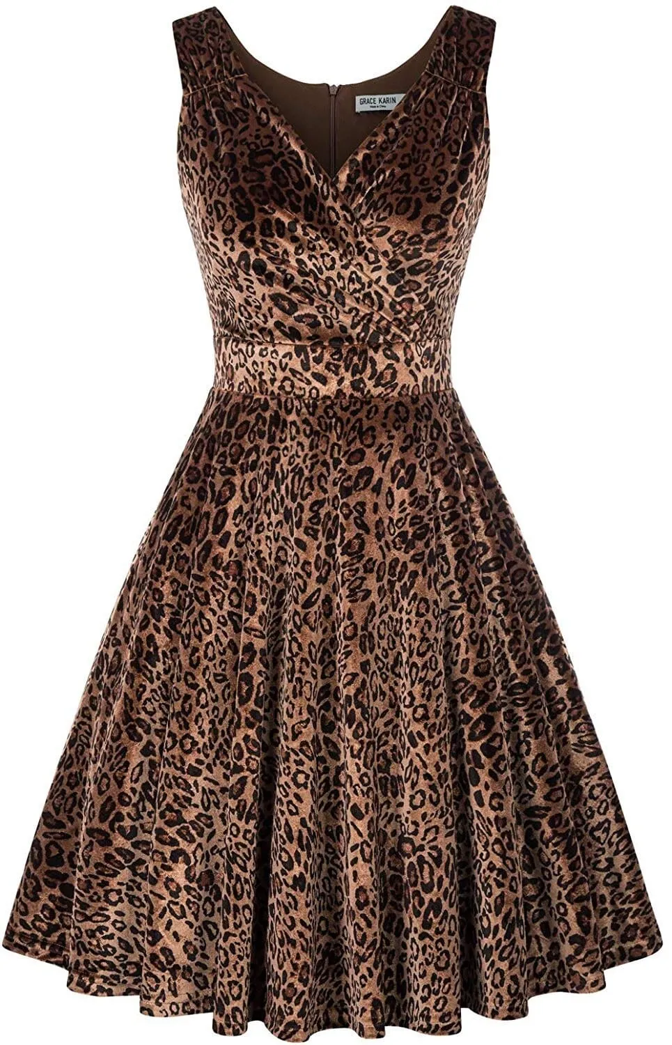 Womens Sleeveless V-Neck Vintage Summer Dress