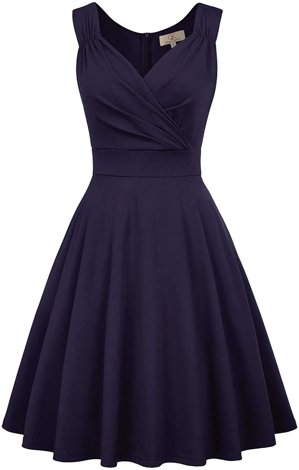 Womens Sleeveless V-Neck Vintage Summer Dress