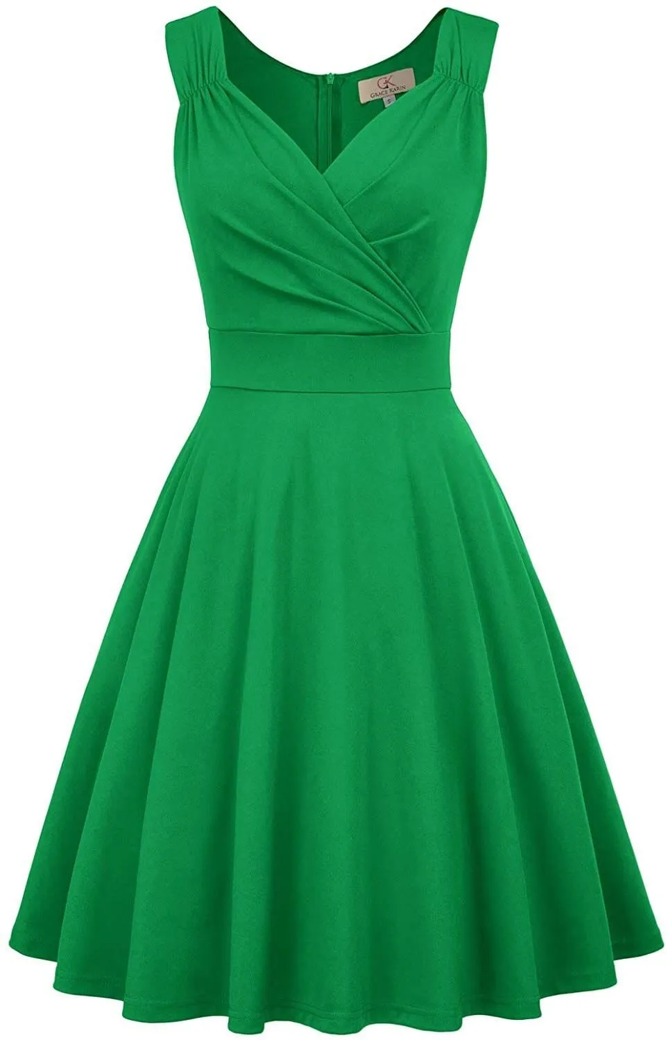 Womens Sleeveless V-Neck Vintage Summer Dress