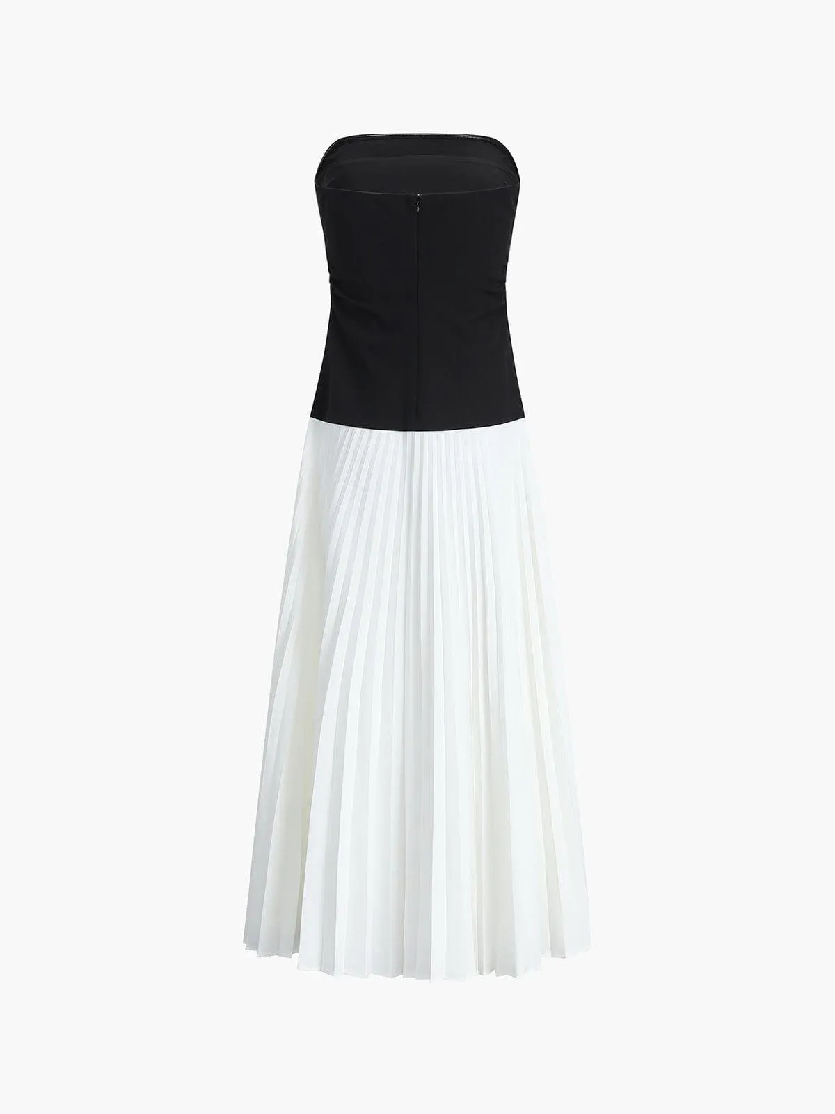 Womens Strapless Top & Pleated Midi Skirt - Elegant & Flowy - Chic Outfit
