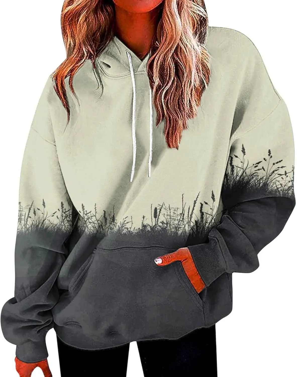 Womens Sweatshirts Fall 2023, Women's Fashion Loose Casual Daily Long Sleeve Gradient Patchwork Sweatshirts