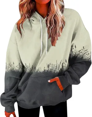 Womens Sweatshirts Fall 2023, Women's Fashion Loose Casual Daily Long Sleeve Gradient Patchwork Sweatshirts