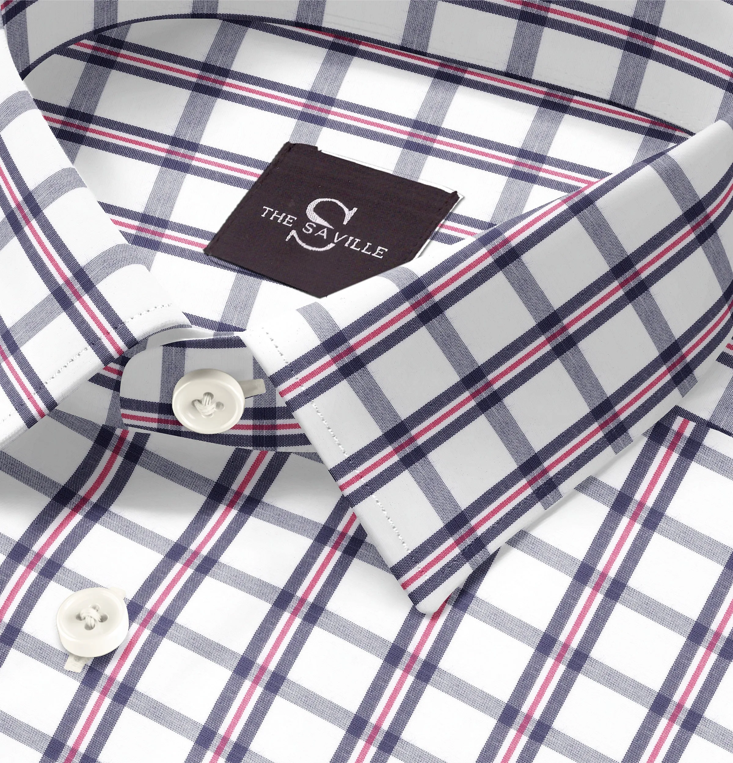 Wrinkle-free Navy and Red Checks - Short Sleeve
