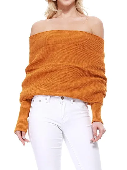 YEMAK Women's Sexy Off the Shoulder Shawl with Sleeve Scarf Wrap Bolero Sweater Top KC008 (S/M-M/L)